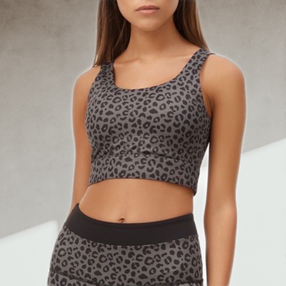 NEW! Grey Cheetah Longline Bra | Allfenix Charcoal Jagger Longbra, sz xs